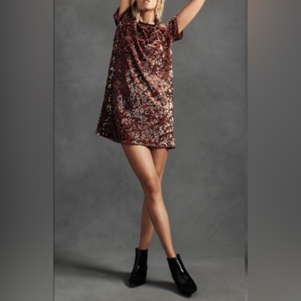 Anthropologie Red and White Mini Dress